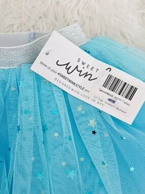 Sweet Win Blue Glitter Star Tulle Skirt for Kids